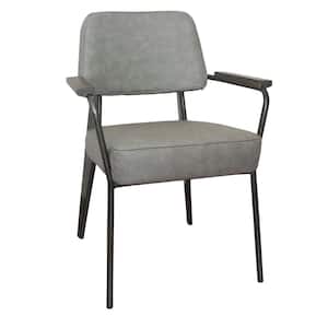 Fauteuil Direction Vintage Gray PU Leather Accent Chairs (Set of 2)
