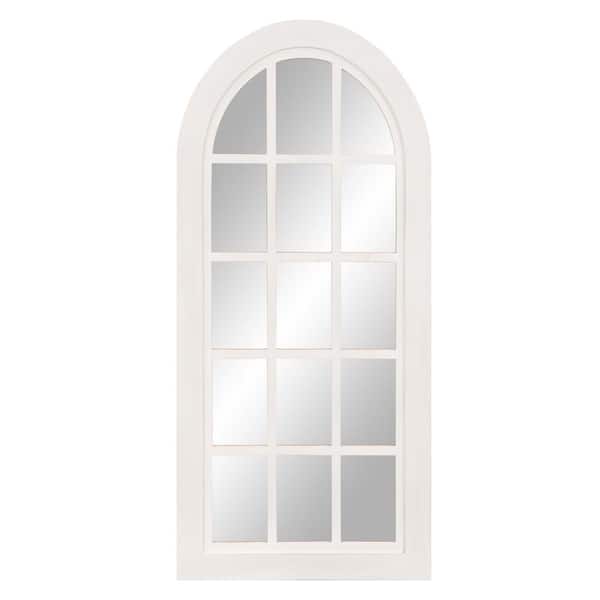 Pinnacle Patton Farmhouse Arch Windowpane White Decorative Mirror