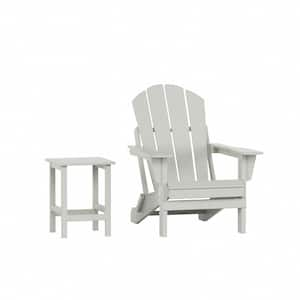 Laguna 2-Piece Fade Resistant Outdoor Patio HDPE Poly Plastic Classic Folding Adirondack Chair and Side Table Set, Sand