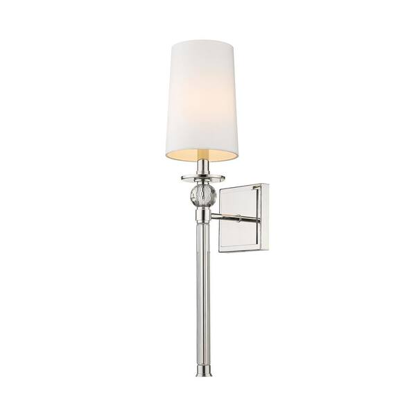 Filament Design 1 Light Polished Nickel Wall Sconce With White Fabric Shade Hd Te46981 - Polished Nickel Wall Sconce With Shade Filament Design 1 Light Polished Nickel Wall Sconce With White Fabric Shade Hd Te46981 - Polished Nickel Wall Sconce With Shade