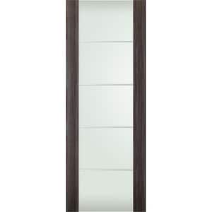Paola 202 4H 18 in. x 79.375 in. No Bore Full Lite Frosted Glass Gray Oak Wood Composite Interior Door Slab