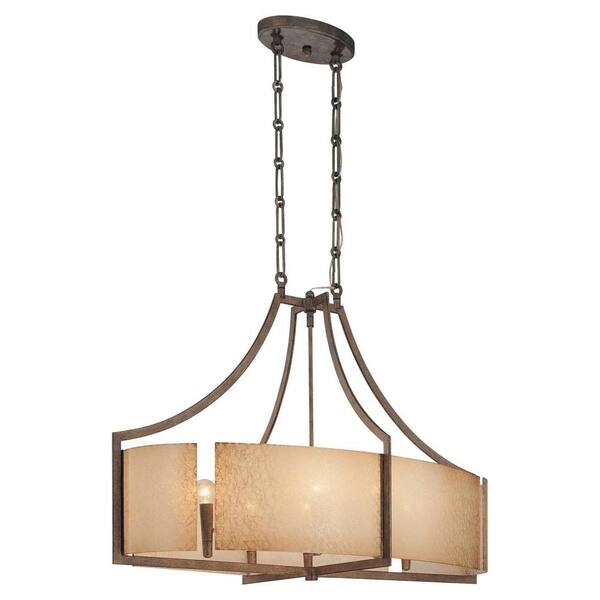 Minka Lavery Clarte 6-Light Patina Iron Oval Chandelier with Deep Spumante Lace Glass Shade