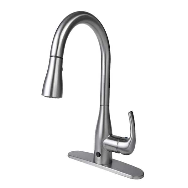 FLOW Motion Activated Single-Handle Pull-Down Sprayer Kitchen Faucet in Brushed Nickel