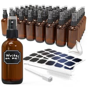 4 oz. Glass Spray Bottles with Funnel, Brush, Marker and Labels - Amber (Pack of 48)