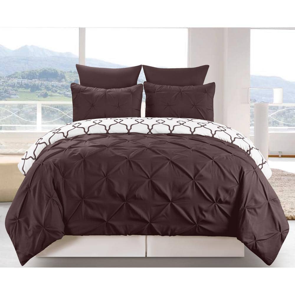 Esy Reversible 3-Piece Duvet Queen Set in Chocolate
