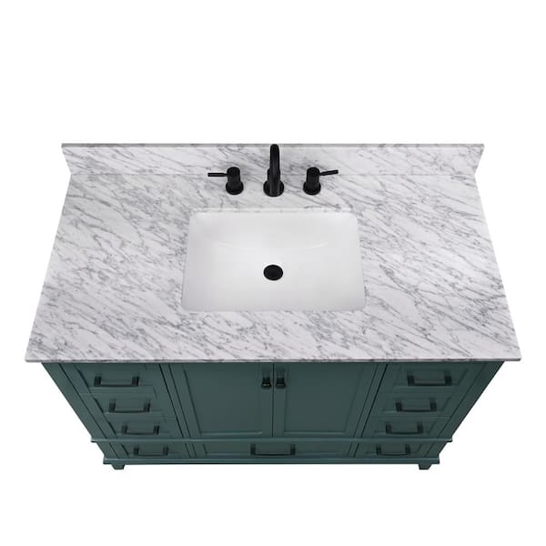 Home Decorators Collection Merryfield 43 in. W x 22 in. D x 35 in. H Single  Sink Freestanding Bath Vanity in White with Carrara Marble Top  19112-VS43-WT - The Home Depot
