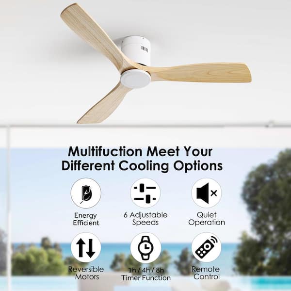 Sofucor 52 in. Indoor/Outdoor Matte Black Soild Wood Ceiling