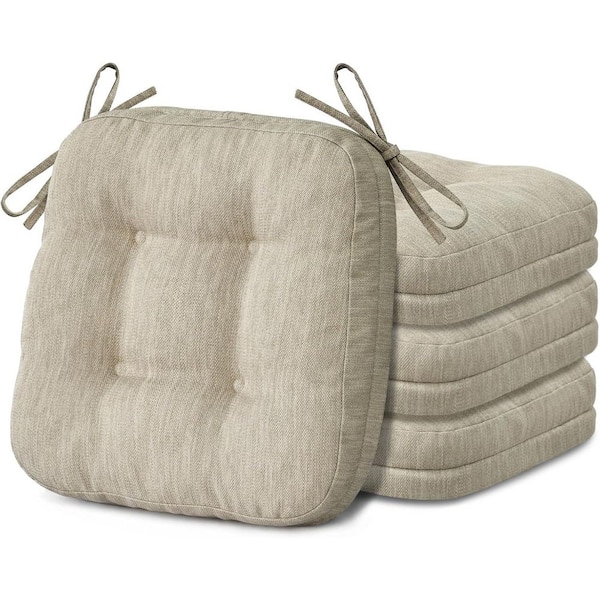 Afoxsos Beige Dining Chair Cushions with Ties and Memory Foam for Kitchen Chair (Set of 4)