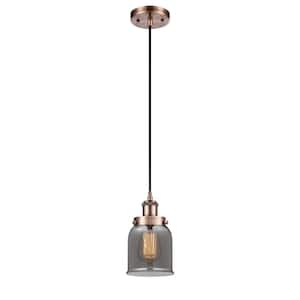 Bell 60-Watt 1 Light Antique Copper Shaded Mini Pendant Light with Tinted glass Tinted Glass Shade