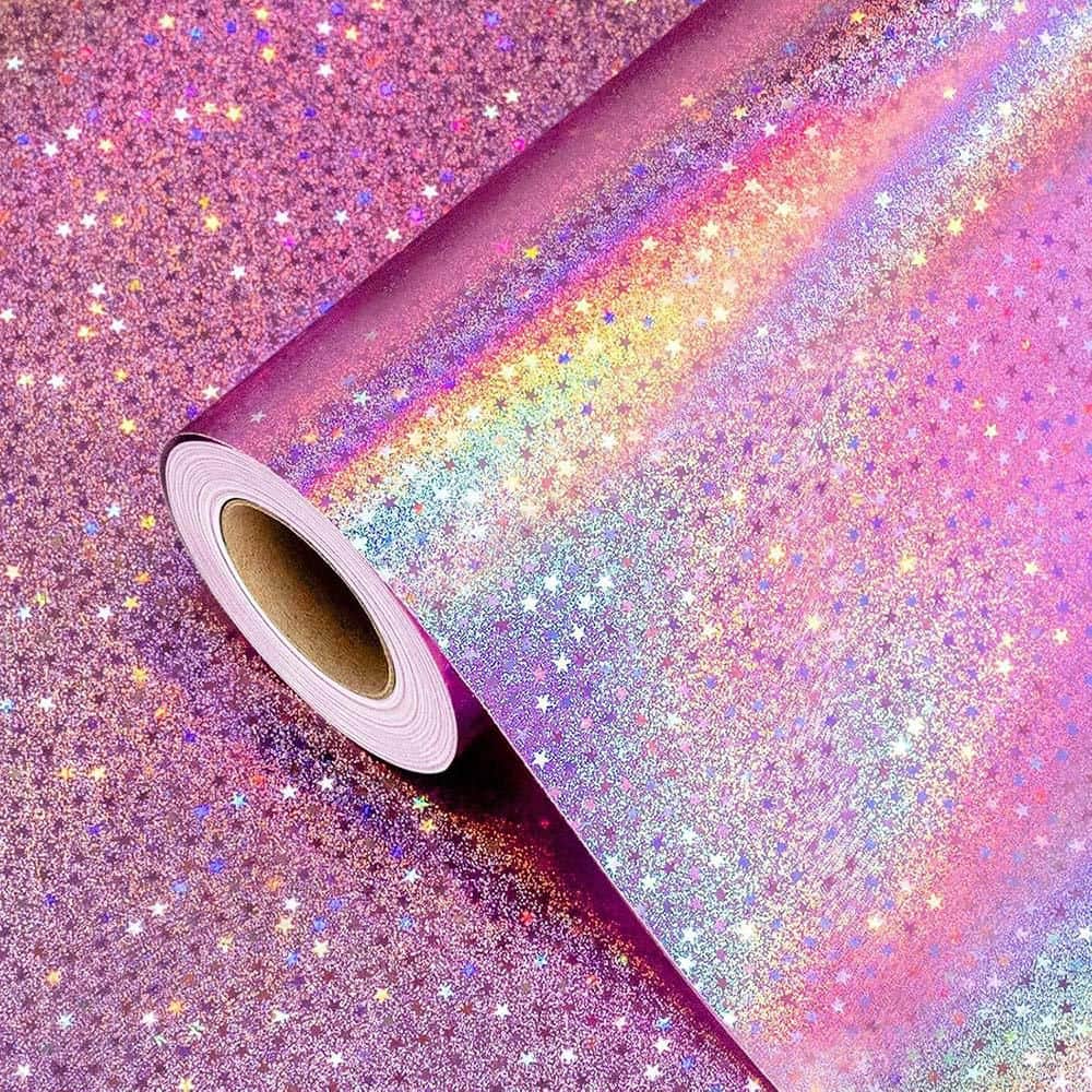 Pink Wrapping Paper Roll Metallic Holographic Star Gift Wrap 17 in. x 32.8 ft. for Birthday Wedding Christmas price history on PriceWatchPro