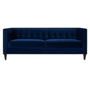 Jack 84 in. Square Arm 3-Seater Removable Cushions Sofa in Navy Blue