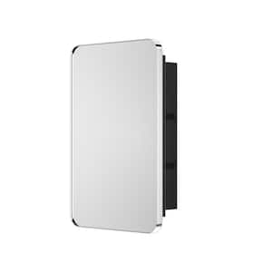 16 in. W x 24 in. H Rectangular Chrome Aluminum Alloy Framed Recessed/Surface Mount Medicine Cabinet with Mirror