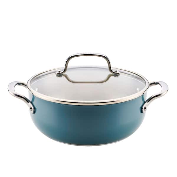 4-qt. Color-Finished Stainless Steel 3-Ply Base Casserole with Lid Agave