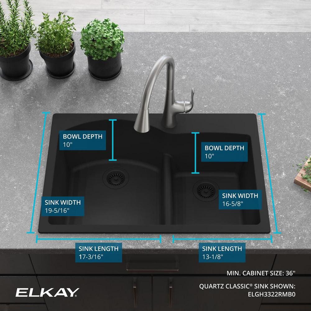 Matte Black Double Bowl Granite Composite Kitchen Sink