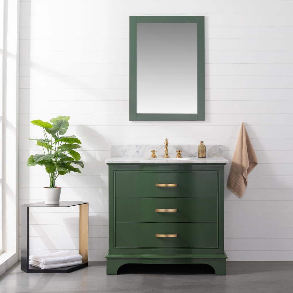 Monroe 36 in. W x 22 in. D x 34 in. H Bath Vanity in Evergreen with White Marble Top with White Sink price history on PriceWatchPro