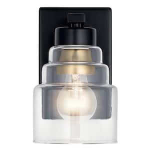 Vionnet 1-Light Black Bathroom Indoor Wall Sconce Light with Clear Glass Shade