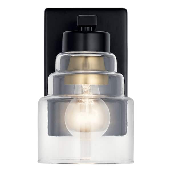 Vionnet 1-Light Black Bathroom Indoor Wall Sconce Light with Clear Glass Shade