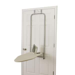 Natural Brown Non-Electric Metal Over The Door No Swivel Ironing Board with Padded Board Cover