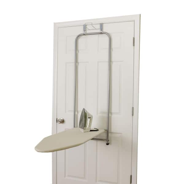 HOUSEHOLD ESSENTIALS Natural Brown Non-Electric Metal Over The Door No Swivel Ironing Board with Padded Board Cover