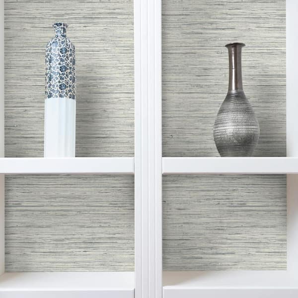 Grasscloth Light Grey Vinyl Peel and Stick Wallpaper Roll (Covers 28.18 sq. ft.)