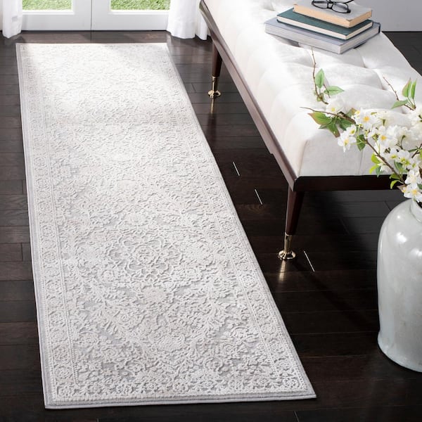 Reflection 2 ft. x 6 ft. Light Gray/Cream Border Runner Rug