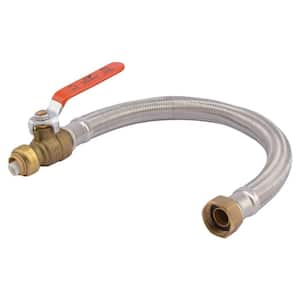 1/2 in. Push-to-Connect x 3/4 in. FIP x 18 in. Braided Stainless Steel Water Heater Connector with Integrated Ball Valve