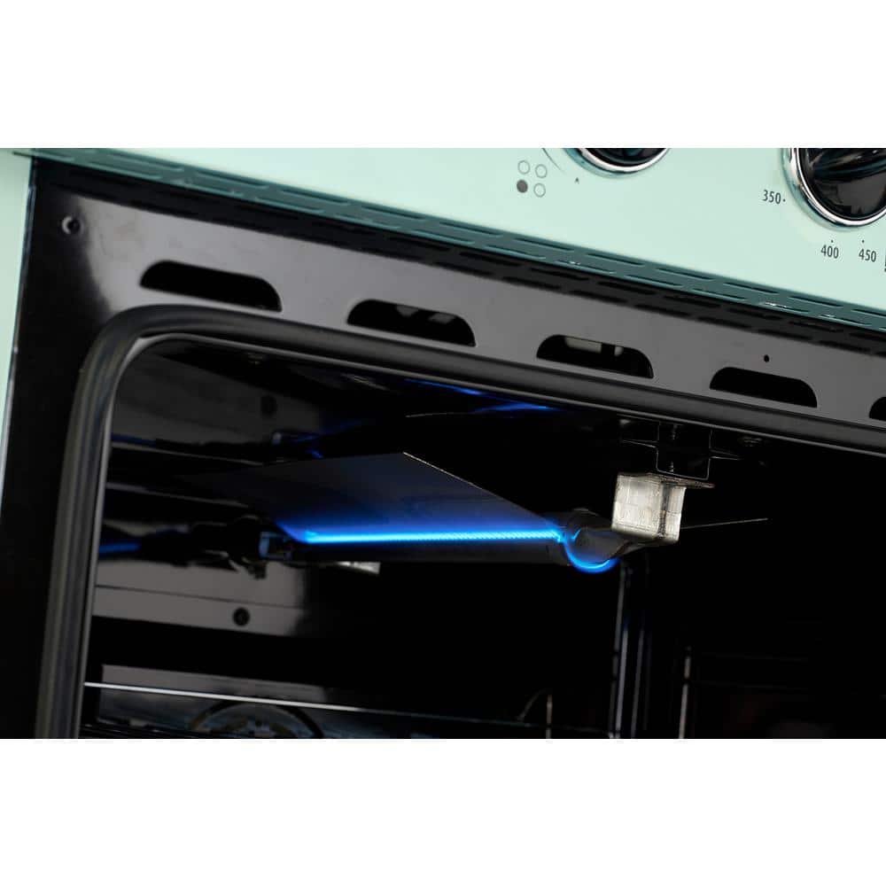 Summer Mint Green 30" Retro Freestanding Gas Range with Convection Oven