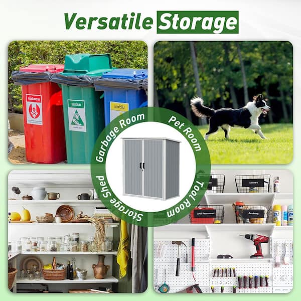 Sizzim 5 ft. W x 3 ft. D Gray Outdoor Storage Plastic Resin Shed