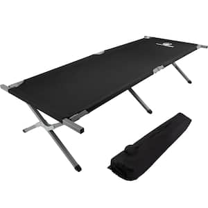 Portable Twin Folding Bed with Carry Bag - 600D Camp Sleeping Cot for Adults with Steel Frame and Storage Pocket (Black)