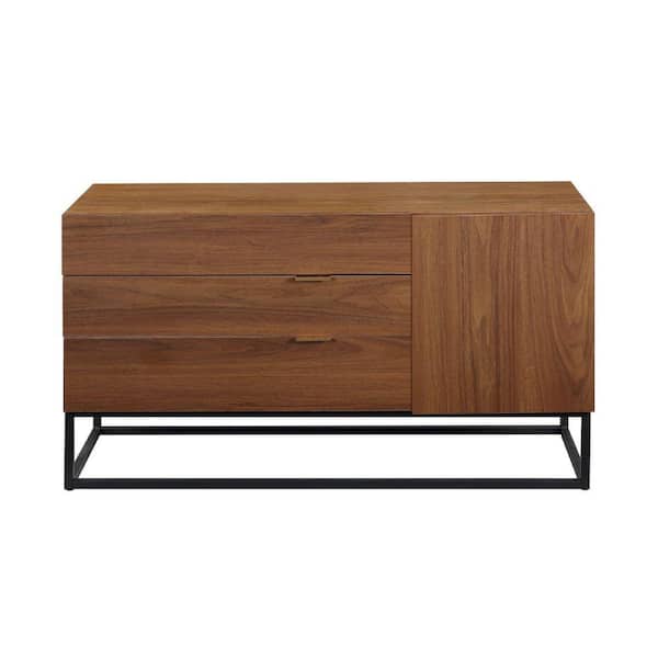 Benjara 47 in. Brown Wood Console Sideboard Table with 3 Drawer and Cabinet