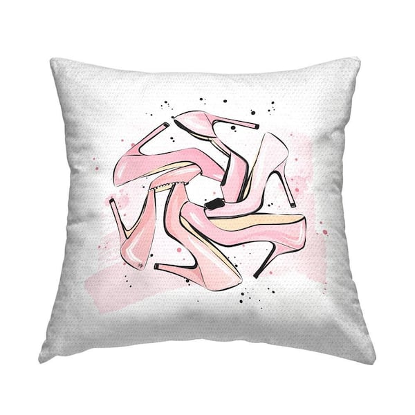 Stupell Industries Pink Heels Pattern Outdoor Printed Throw Pillow by Martina Pavlova
