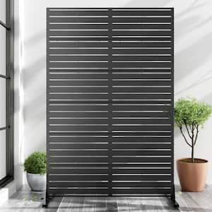 75 in. x 48 in. Black Patio Privacy Screen with Stand