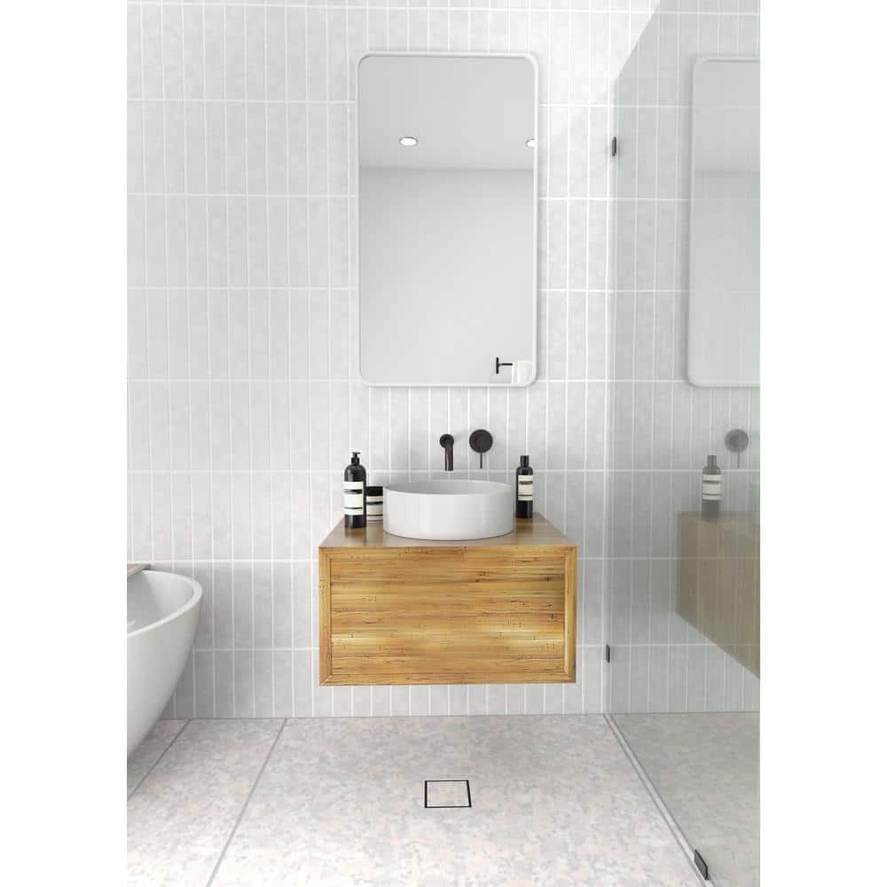 Trinity 40" x 22" White Stainless Steel Rectangular Mirror