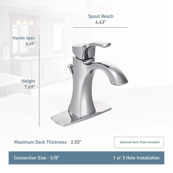 Moen Voss Single Hole Handle High Arc Bathroom Faucet In Chrome 6903 - Bathroom Sink Faucet Connection Size Moen Voss Single Hole Handle High Arc Bathroom Faucet In Chrome 6903 - Bathroom Sink Faucet Connection Size