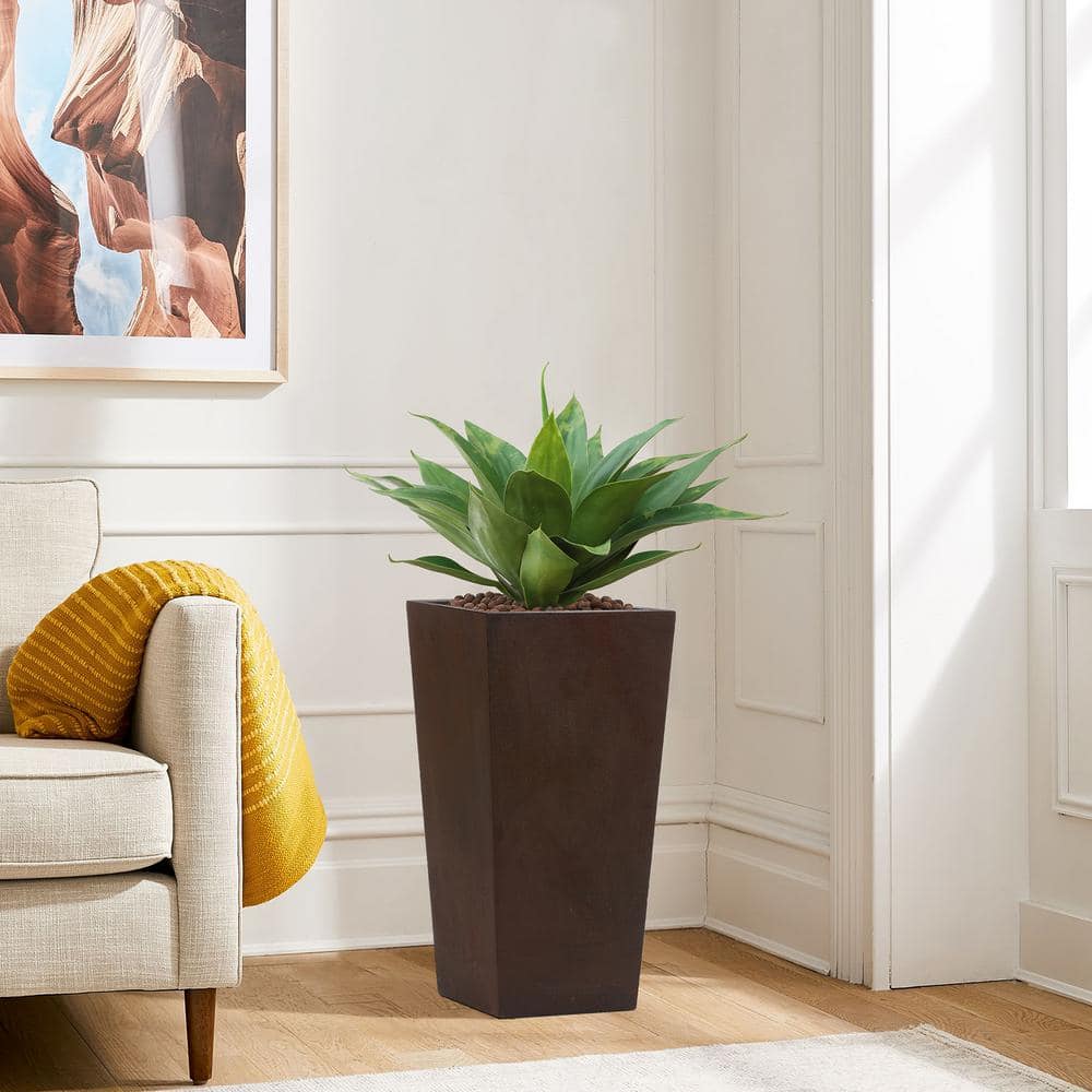 Rustic Brown Tall Square Tapered Planter