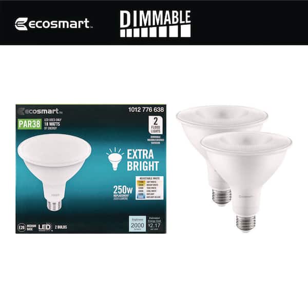250-Watt Equivalent PAR38 Dimmable LED Spot Light Bulb with Selectable Color Temperature (2-Pack)