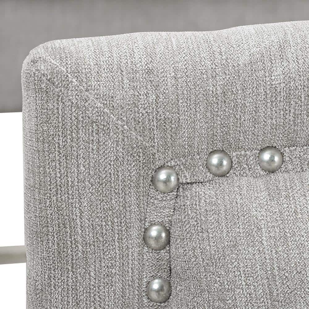 Marcella King Silver Grey Tufted Upholstered Bed with Nailhead Trim