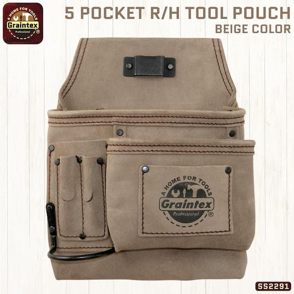 Graintex 5-Pocket Suede Leather Right Handed Nail and Tool Pouch