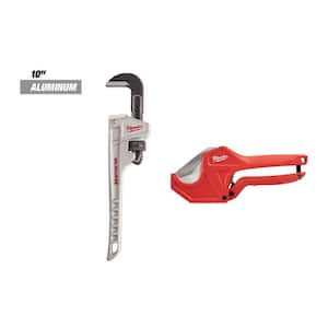 10 in. Aluminum Pipe Wrench with 1-5/8 in. Ratcheting PVC and Tubing Cutter (2-Piece)