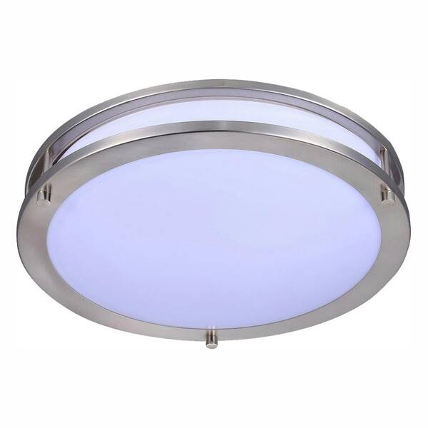 TriGlow 100-Watt Equivalent Brushed Nickel Cool White 16 in. Dimmable Integrated LED Ceiling Flush Mount Fixture