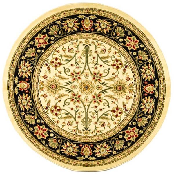 SAFAVIEH Lyndhurst Ivory/Black 5 ft. x 5 ft. Round Border Area Rug