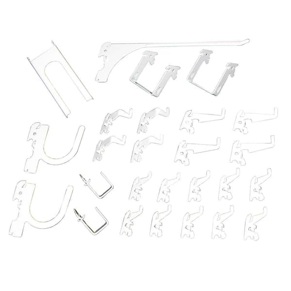null 1 in. Vertical Slotted Metal Pegboard Deluxe Hook Assortment with White Tool Board Hooks