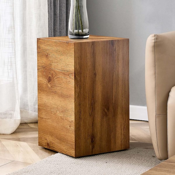 Unbranded 11.8 in. Brown Square MDF Mid Century Modern End Table Farmhouse Side Table Bed Side Tables