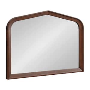 Tudor 36.00 in. W x 28.00 in. H Walnut Brown Arch Classic Framed Decorative Wall Mirror