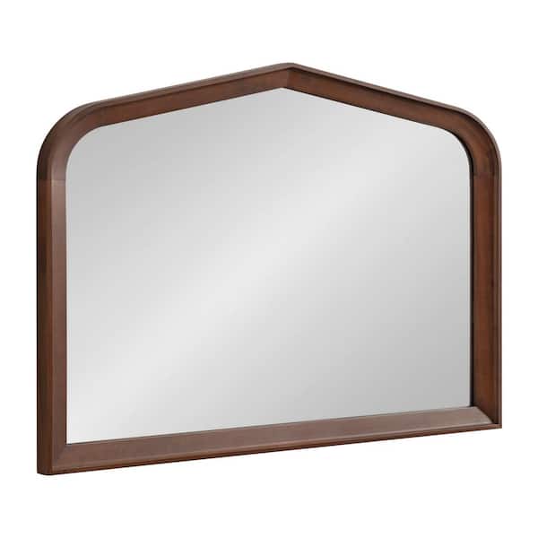 Kate and Laurel Tudor 36.00 in. W x 28.00 in. H Walnut Brown Arch Classic Framed Decorative Wall Mirror