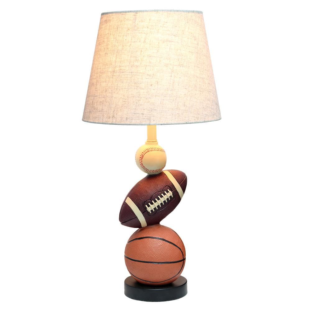 22" White Polyresin Sports Combo Table Lamp for Kids