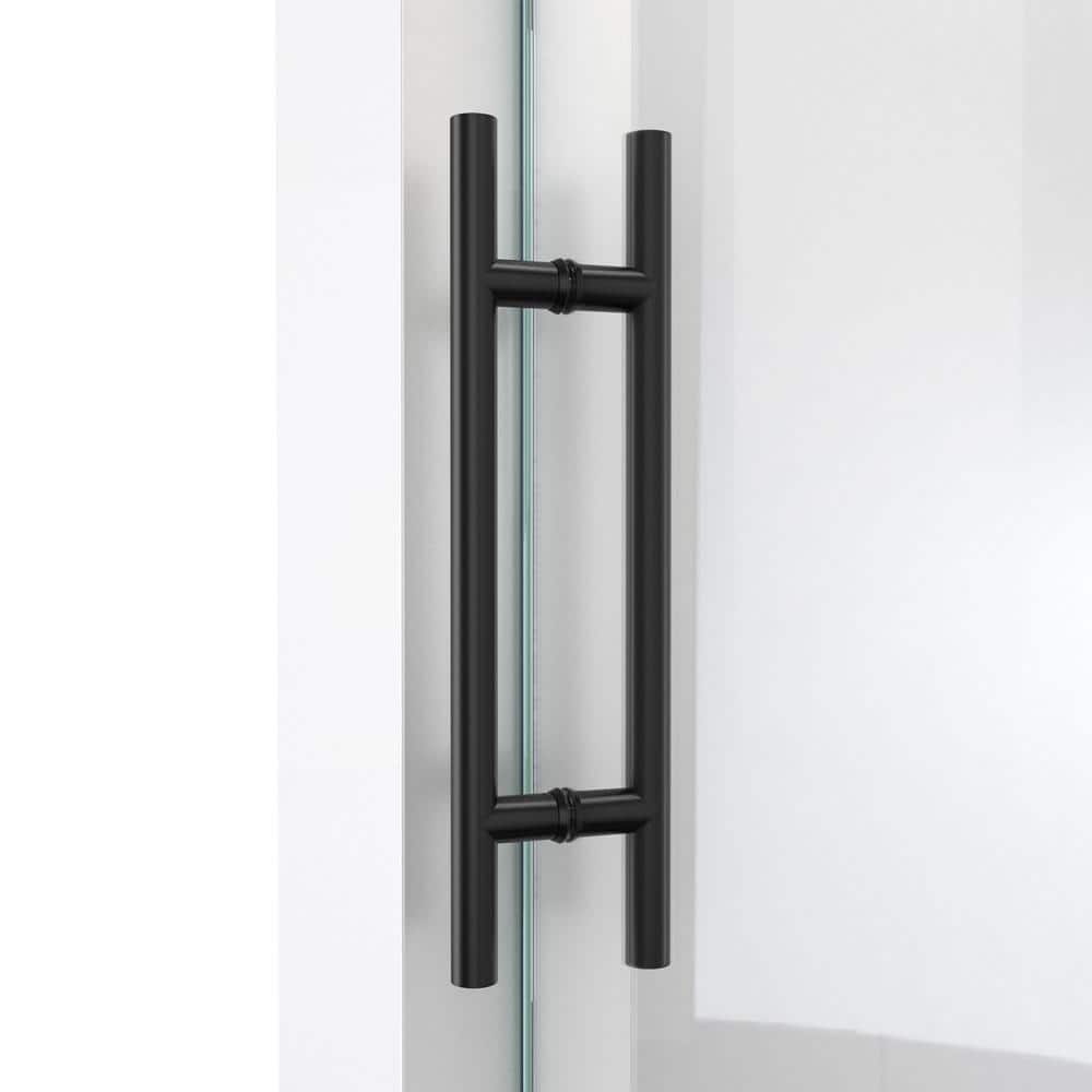 Matte Black Frameless Clear Glass Sliding Shower Enclosure