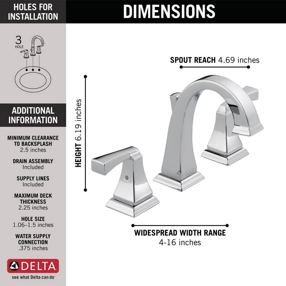 Modern Elegance 16" Chrome Zinc Widespread Bathroom Faucet