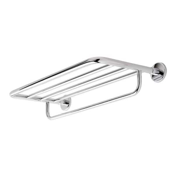 Ginger Universal 22.6 in. L x 4.8 H x 11 in. Hotel Shelf with Towel Bar in Polished Chrome