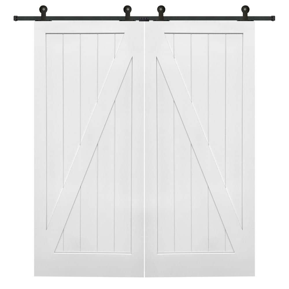 MMI Door 84 in. x 84 in. Primed Z-Plank MDF Sliding Barn Door with ...